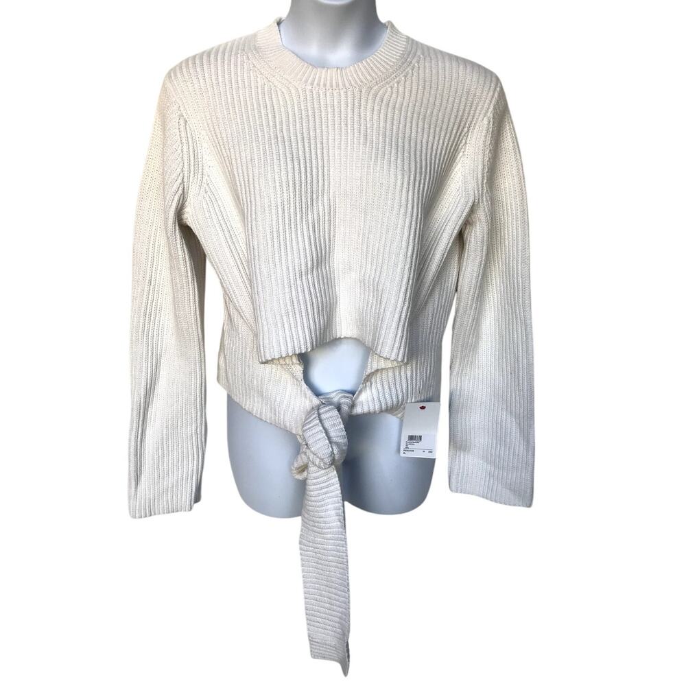 Proenza Schouler NWT White Chunky Cotton Cashmere Ballet Wrap Sweater size XL - Picture 9 of 14